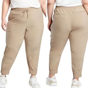 Athleta Brooklyn Textured Widow Pane Pattern Tan Joggers Size 26 New!